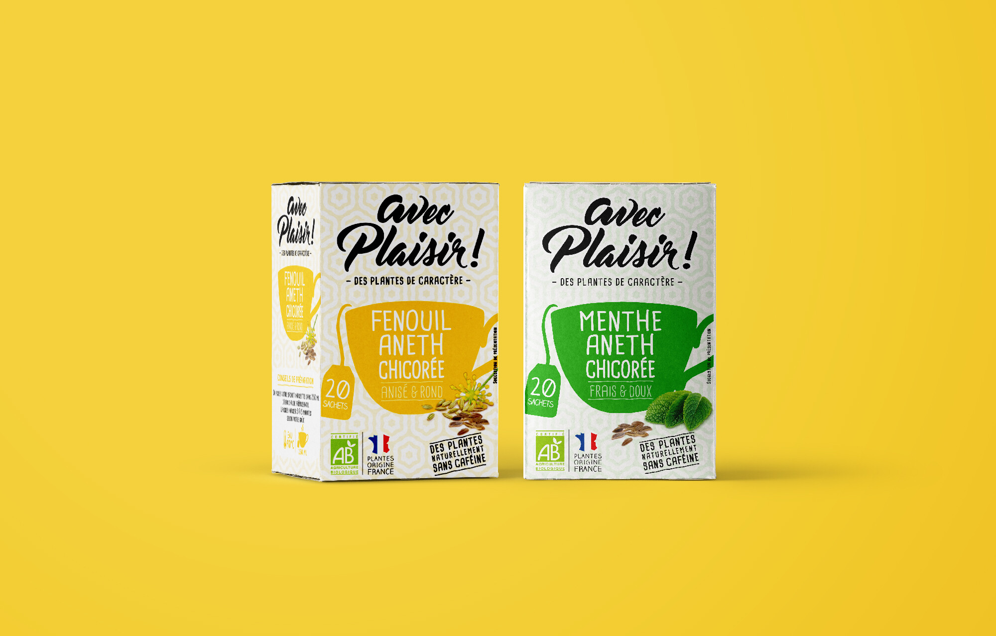 design packaging alimentaire infusion bio chicoree soluble torrefiee leroux tisane bio menthe aneth sans cafeine hotshop creative brand agency design packaging alimentaire